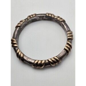 Brian Bergner 925 Silver And Gold Plate Crosshatch Bangle